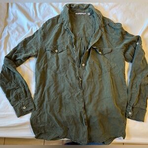 Athleta Green Button-Up Shirt